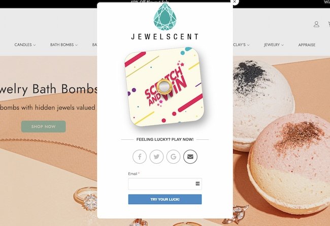 Exit intent popup example: JewelScent