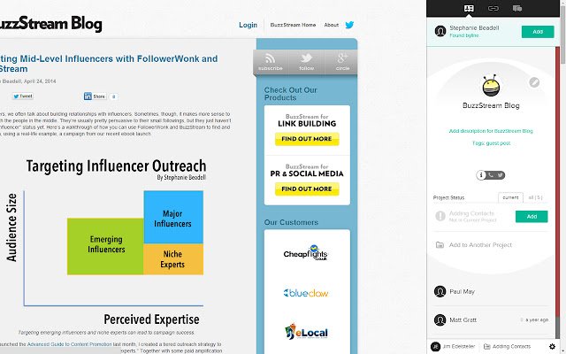 seo chrome extension: buzzstream
