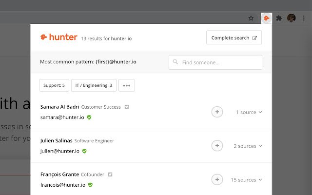 seo chrome extension: hunter