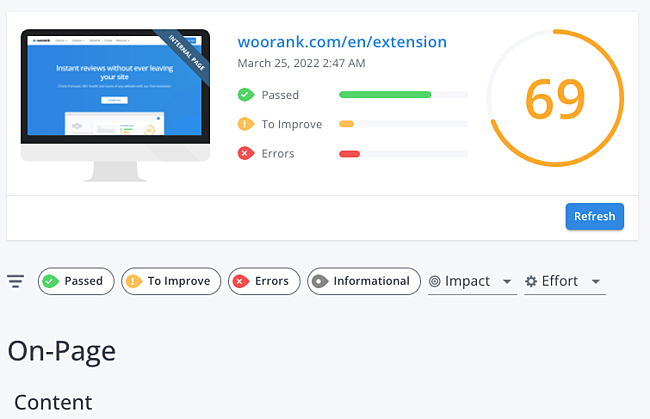 seo chrome extension: woorank