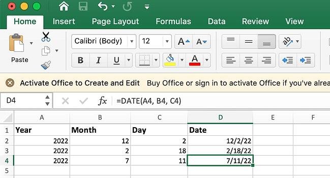 excel date formula