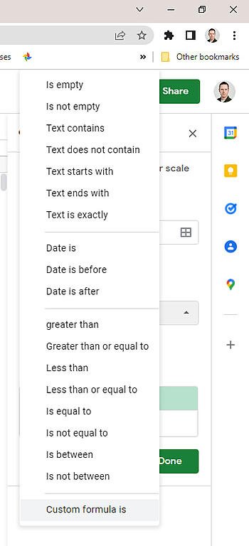 how to highlight duplicate data in google sheets: select custom formula is