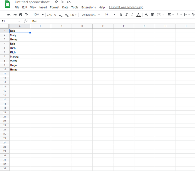 how to highlight duplicate data in google sheets: open spreadsheet