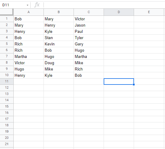 how to highlight duplicate data in google sheets: data with multiple rows