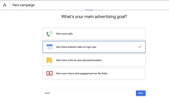 how to use google ads: advertising goal