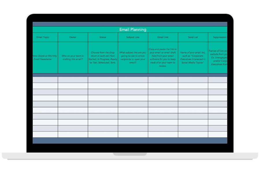 Email Planning Template in Excel