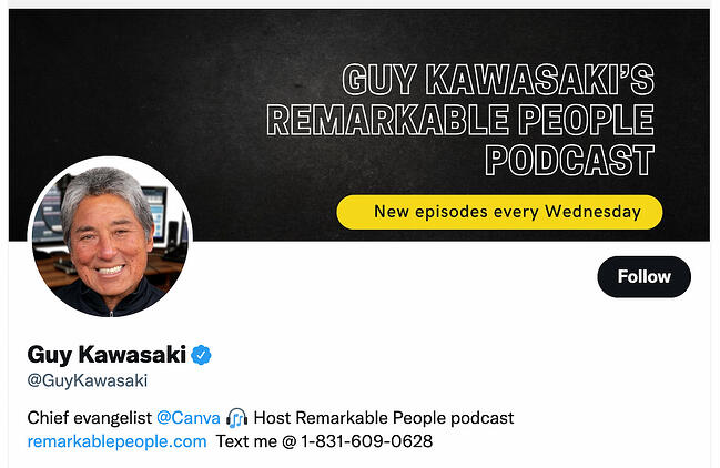 twitter power user account: guy kawasaki