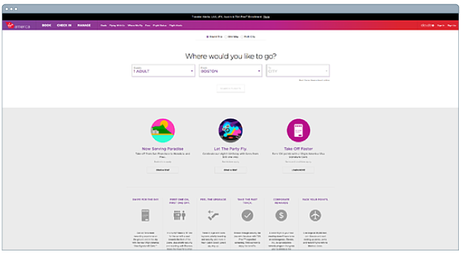 Best website examples: Virgin America