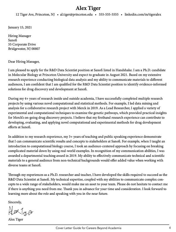 cover letter template: Princeton Data Science Cover Letter