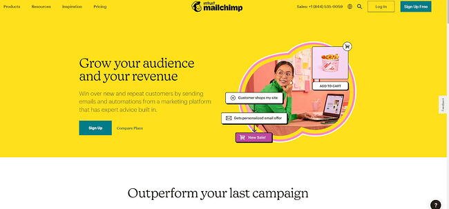 b2b website examples: mailchimp