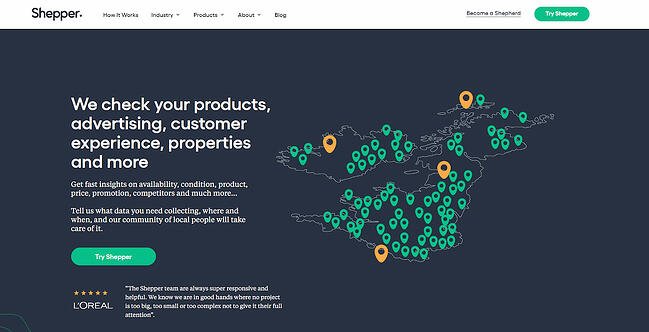 b2b website examples: shepper