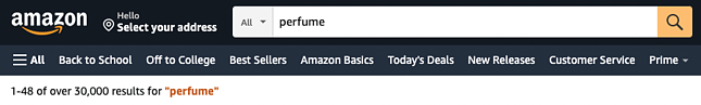 amazon search example for perfume