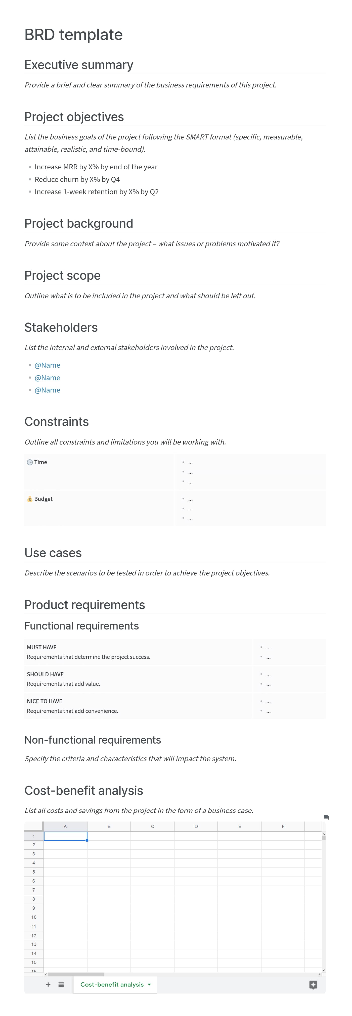 what is a business requirement document