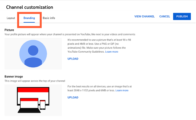 How to customize branding on YouTube channel