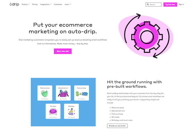 Marketing automation tool example: Drip