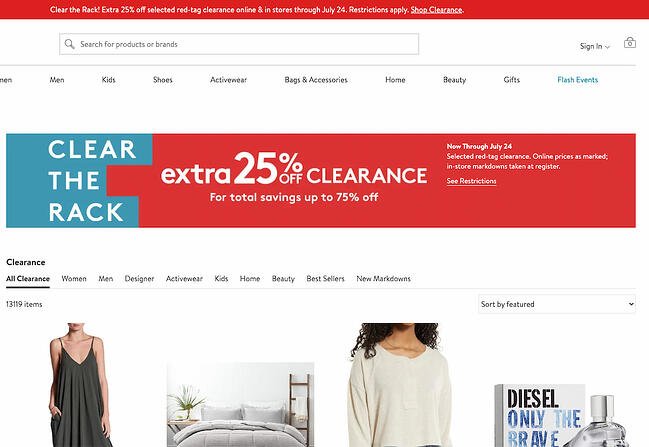 flash sale example: nordstrom rack