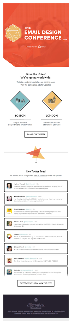 Html email inspiration; The email design conference presented by Litmus