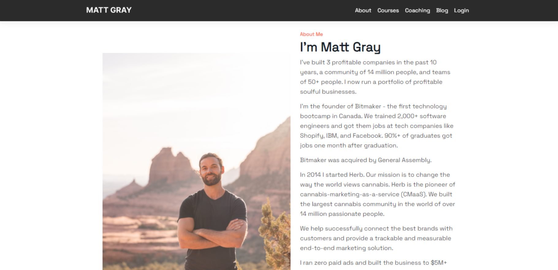 about me example, Matt Gray 