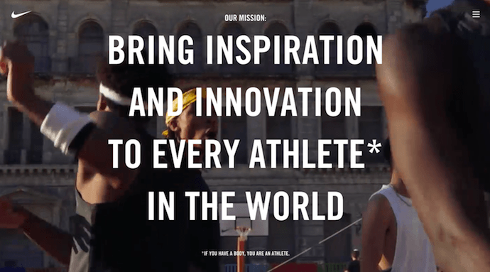 about us example, nike, bringing inspiration and innovation to every athlete in the world