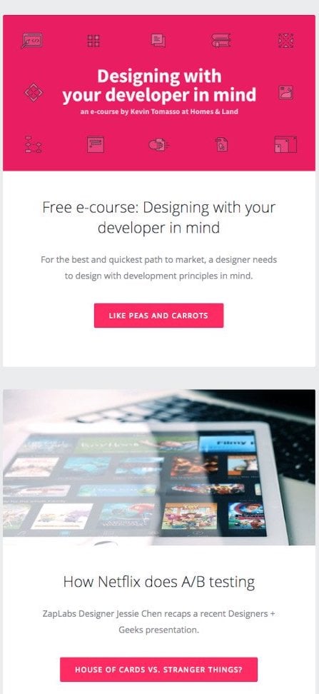 Email Marketing Campaign Example: Invision - "Designing with your developer in mind"