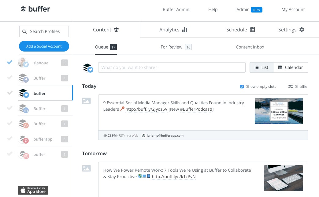 Buffer Dashboard