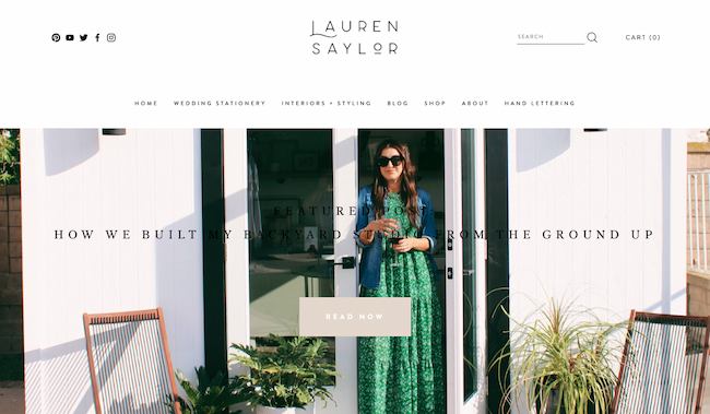 Best blogging platform example: Squarespace, Lauren Saylor