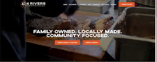 4 Rivers Smokehouse homepage web design