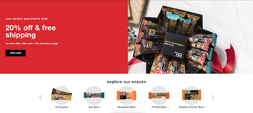 KIND Snacks homepage web design