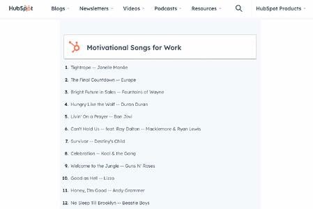 blog ideas, HubSpot’s motivational song playlist