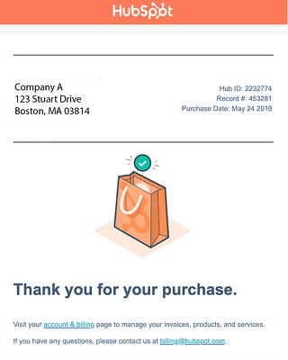 Email confirmation email created using HubSpot’s email marketing tool.