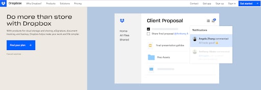Dropbox homepage web design
