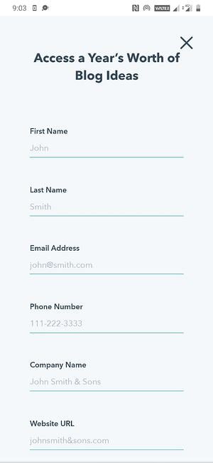 mobile form design, sign-up form with a single-column layout as viewed from a smartphone