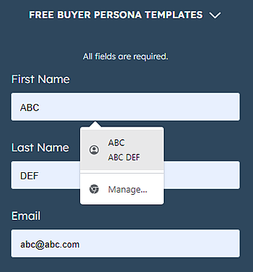 mobile form design example showing an autofill option