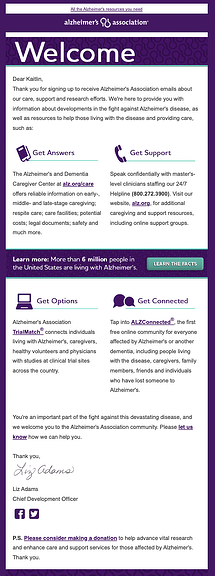 nonprofit newsletter examples, Alzheimer’s Association