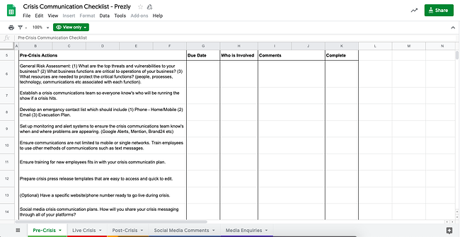 crisis communication plan example