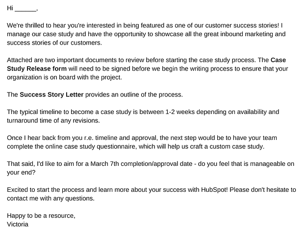 sample case study email release form template