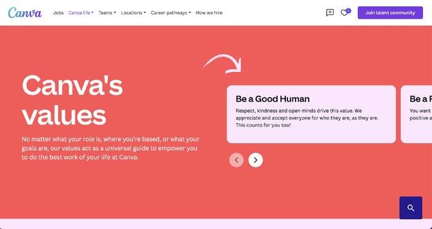 employer branding examples: canva