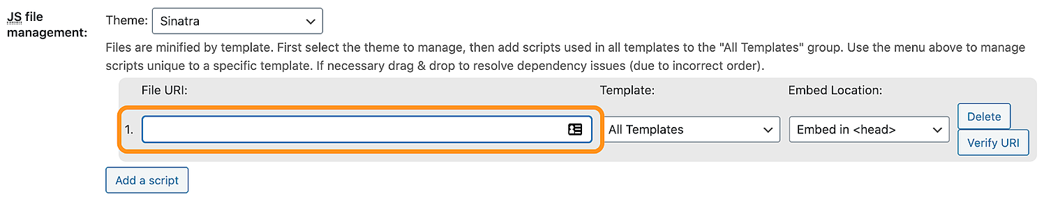 the settings page in the w3 total cache plugin