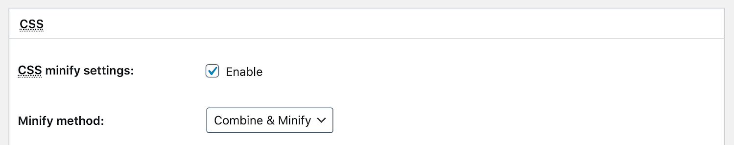 the settings page in the w3 total cache plugin