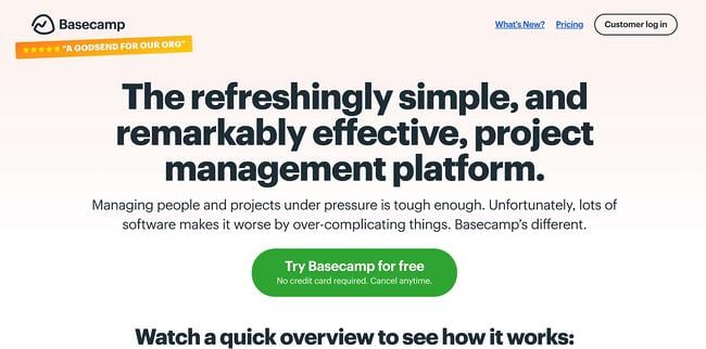 homepage design, basecamp