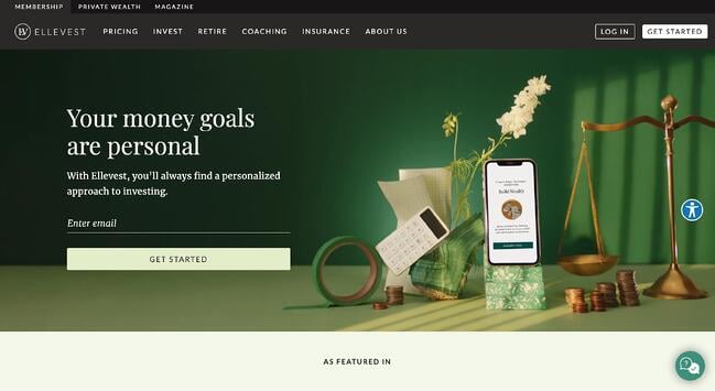 homepage design, ellevest