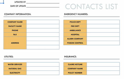 contact list template for Google sheets