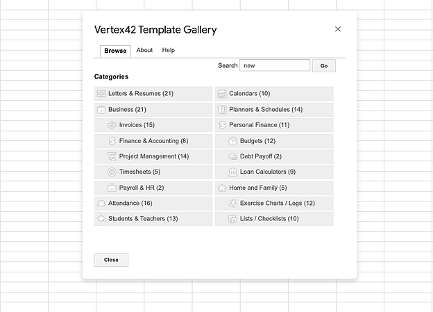 Vertex42 template gallery