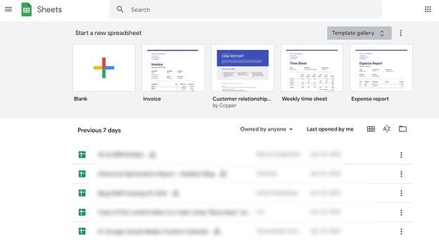 google sheets templates: built-in gallery
