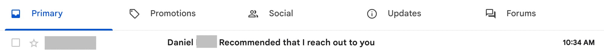 How to write an email, write compelling subject lines. Subject line shows the text “Daniel recommended I reach out to you”