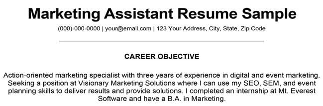 MKTG Asist objective - Resume Companion