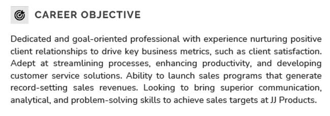 Sales resume objective ResumeGenius