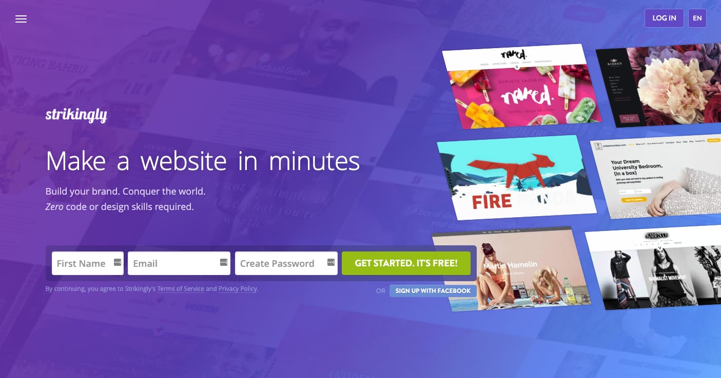 free website builder, Strikingly