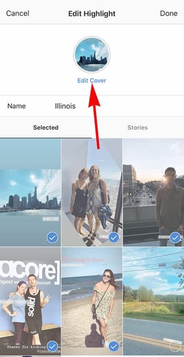 edit highlight cover photo