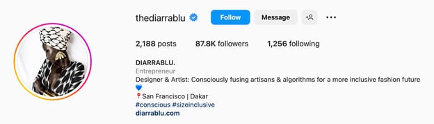 Good Instagram bio ideas, diarra blu